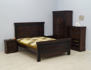łóżko kolonialne indyjskie rzeźbione lite drewno akacja indyjska