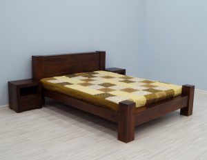 łóżko kolonialne 160x200 cm lite drewno palisander indyjski nowoczesne modernistyczny ciemny brąz masywne
