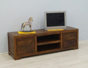 szafka pod telewizor komoda RTV lite drewno palisander indyjski nowoczesna modernistyczna szuflady wnęki półki