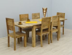 komplet obiadowy stół krzesła lite drewno mango loft industrialny