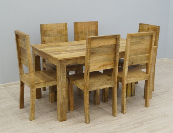 stół krzesła komplet obiadowy zestaw lite drewno mango loft