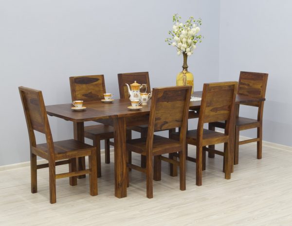 komplet obiadowy stół rozkładany z dostawkami krzesła lite drewno palisander indyjski egzotyczne kolonialne