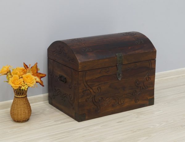 kufer skrzynia kolonialna indyjska rzeźbiona lite drewno palisander indyjski