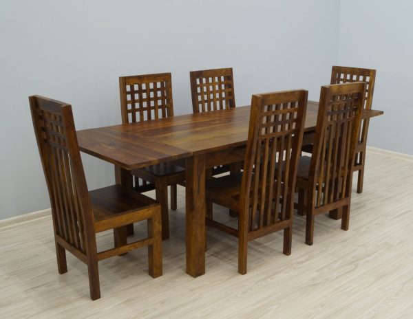 stół rozkładany krzesła lite drewno palisander indyjski styl kolonialny nowoczesny