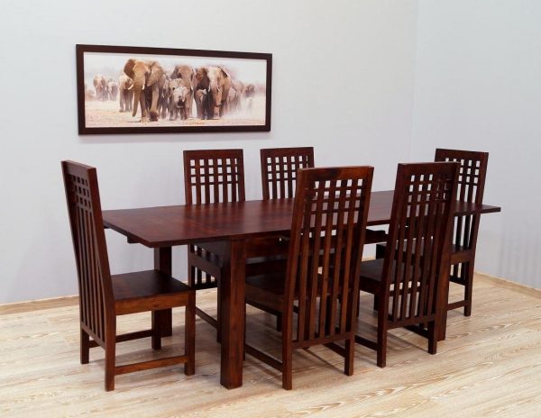 komplet zestaw obiadowy stół rozkładany masywny nowoczesny krzesła indyjskie lite drewno palisander indyjski dostawki