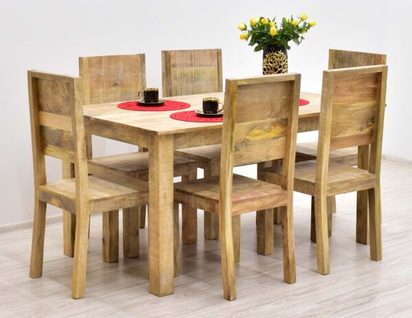 kolonialny loftowy komplet obiadowy drewno mango indie stol krzeslo