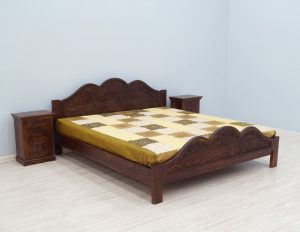 Łóżko kolonialne indyjskie ręcznie rzeźbione z litego drewna palisandru indyjskiego