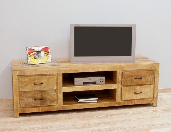 Komoda RTV szafka pod telewizor z litego drewna mango loftowa industrialna