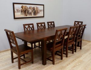 Komplet obiadowy kolonialny indyjski stół rozkładany z dostawkami+ 8 krzeseł z litego drewna palisandru indyjskiego