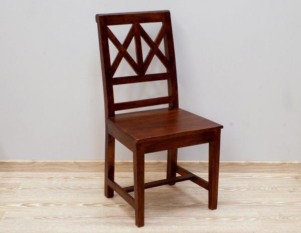 Krzesło kolonialne lite drewno palisander indyjski w ciemnym odcieniu brązu