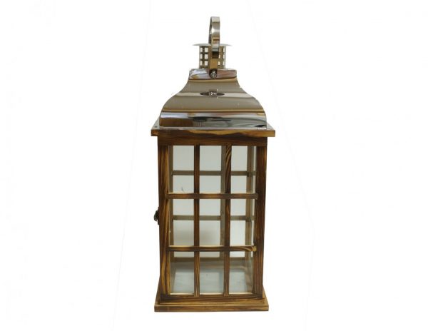 Lampion kolonialny latarnia drewniana z metalową kopułą vintage retro