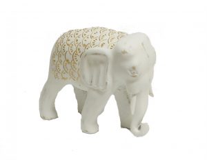 Egzotyczna figurka słonia z drewna z inkrustacjami