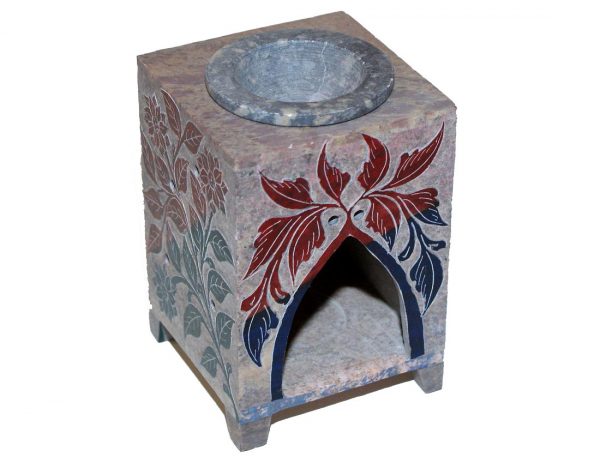Podgrzewacz orientalny do olejków eterycznych kamienny ręcznie zdobiony i malowany