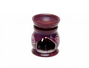 Podgrzewacz do olejków eterycznych egzotyczny indyjski z kamienia mydlanego ręcznie malowany bordowy fiolet