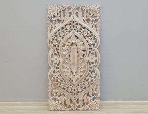 Panel dekoracyjny ścienny ażurowy ręcznie malowany bielony unikatowy wytworzony w Indiach
