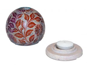 Świecznik z kamienia mydlanego ażurowy orientalny ręcznie wykonany unikatowy