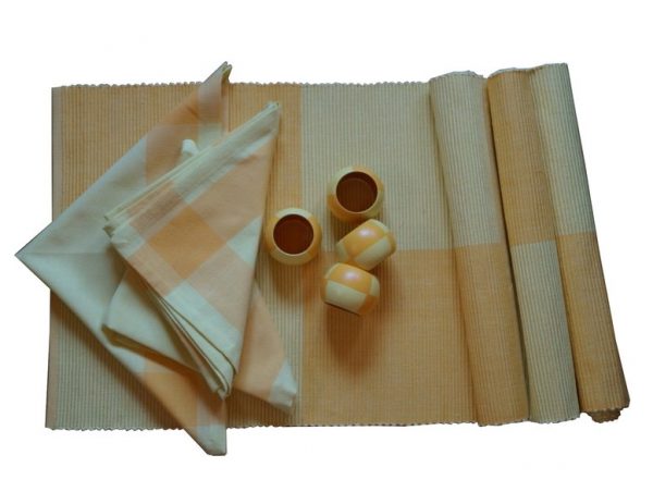 Zestaw stołowy podkładki i serwetki z bawełny dla 4 osób unikatowy wyrób hinduski