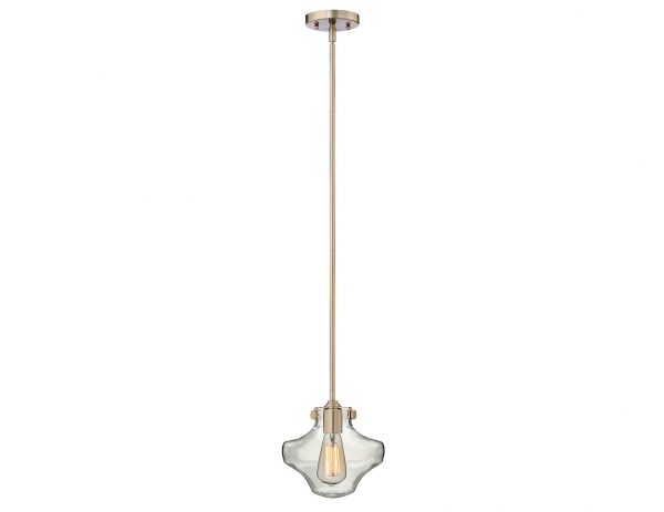 Lampa wisząca styl retro jeden punkty światla kolor karmelowy klosz z przezroczystego szkła