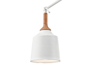 Lampa wisząca sufitowa styl nowoczesny biały metal brązowy drewno trzy punkty światła