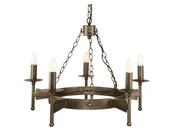 lampa wisząca średniowieczna 5 punktów światła żarówki w kształcie świeczek