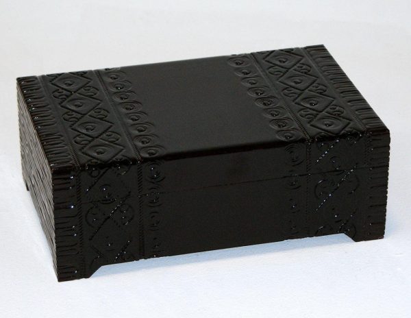 Szkatułka pudełko dekoracyjne drewniane opalane ręcznie malowane z 3 przegródkami