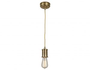 lampa wisząca sufitowa jedno źródło światła polerowany mosiądz styl vintage