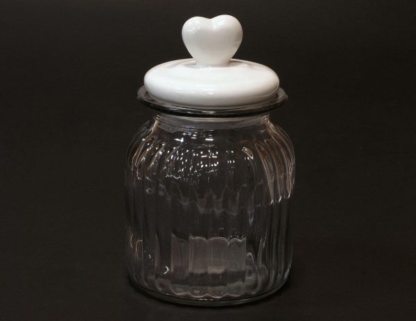 Słoik dekoracyjny z ceramicznym wiekiem w stylu Vintage serce