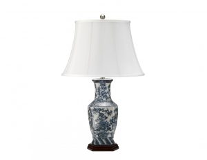 Lampa stołowa duża chińska porcelana biała niebieska styl Vintage