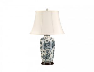 Lampa stołowa duża chińska porcelana biała niebieska styl orientalny