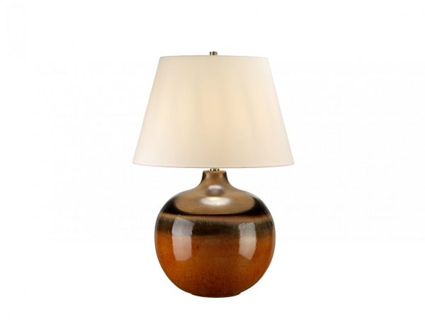 Lampa stołowa ceramiczna kula brązowa klasyczna
