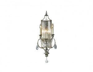 Kinkiet lampa ścienna trzyramienna kolor złoty lustrzane kryształki styl włoski Glamour