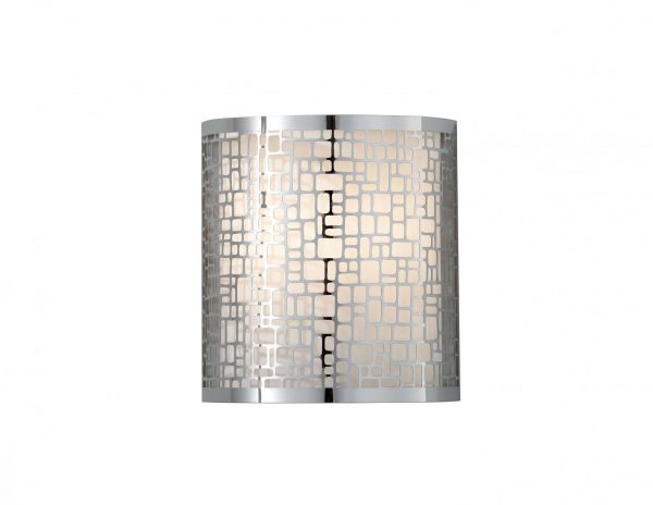 Lampa ścienna ażurowy metalowy abażur kolor chrom współczesna stylistyka