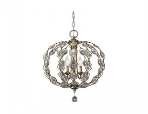 Żyrandol lampa wisząca trzy źródła światła metalowa kula kryształki styl Glamour