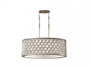 Lampa wisząca metalowa abażur owalny kryształki styl Glamour