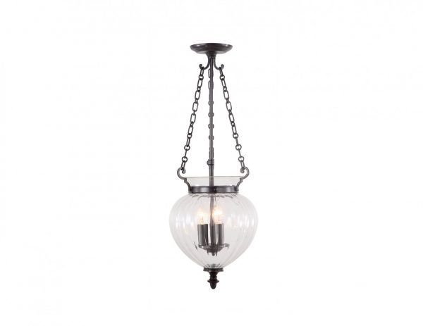 Lampa latarnia wisząca szklany klosz klasyczna kolor postarzany brąz