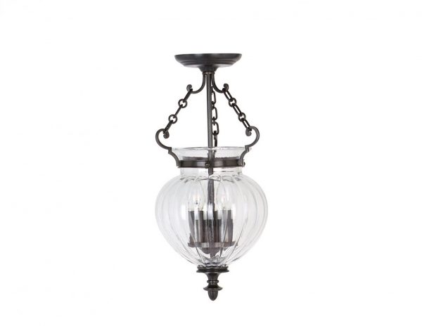 Lampa latarnia wisząca plafon szklany klosz klasyczna kolor postarzany brąz