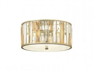 Lampa sufitowa plafon szeroki metalowa konstrukcja kolor złoty kryształki współczesna styl glamour