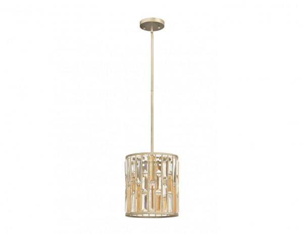 Lampa wisząca metalowa konstrukcja kolor złoty kryształki współczesna styl Glamour