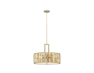 Lampa wisząca szeroka kolor złoty kryształki współczesna styl Glamour