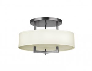 Lampa sufitowa plafon 3 źródła światła kolor nikiel abażur biały styl modern