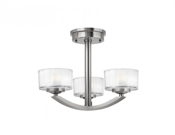 Lampa sufitowa plafon trzy źródła światła kolor srebrny szkło prosty nowoczesny styl