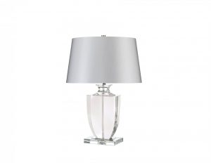 Lampa stołowa szkło srebrny abażur styl Glamour eksluzywna