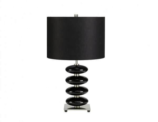 Lampa stołowa ceramiczne dodatki czarna elegancka