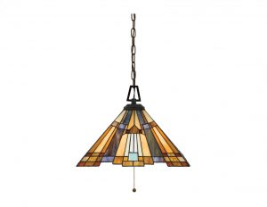 Lampa wisząca witrażowa Tiffany trzy źródła światła styl orientalny
