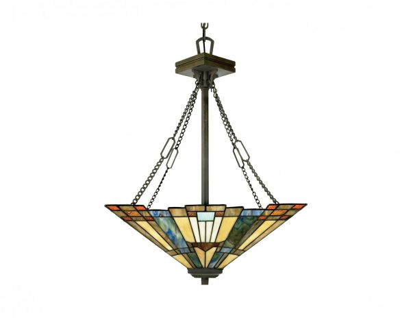 Lampa wisząca witrażowa Tiffany trzy źródła światła styl orientalny unikatowa