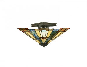 Lampa sufitowa plafon witrażowy Tiffany dwa źródła światła styl orientalny unikatowy