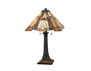 Lampa stołowa witrażowa Tiffany dwa źródła światła styl orientalny unikatowy