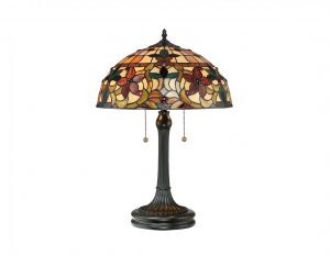 Lampa stołowa Tiffany witrażowa 2 źródła światła stylowa