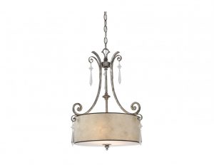 Lampa wisząca kolor stare srebro perłowy abażur styl Glamour