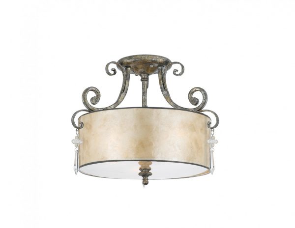 Lampa sufitowa kolor stare srebro perłowy abażur styl Glamour